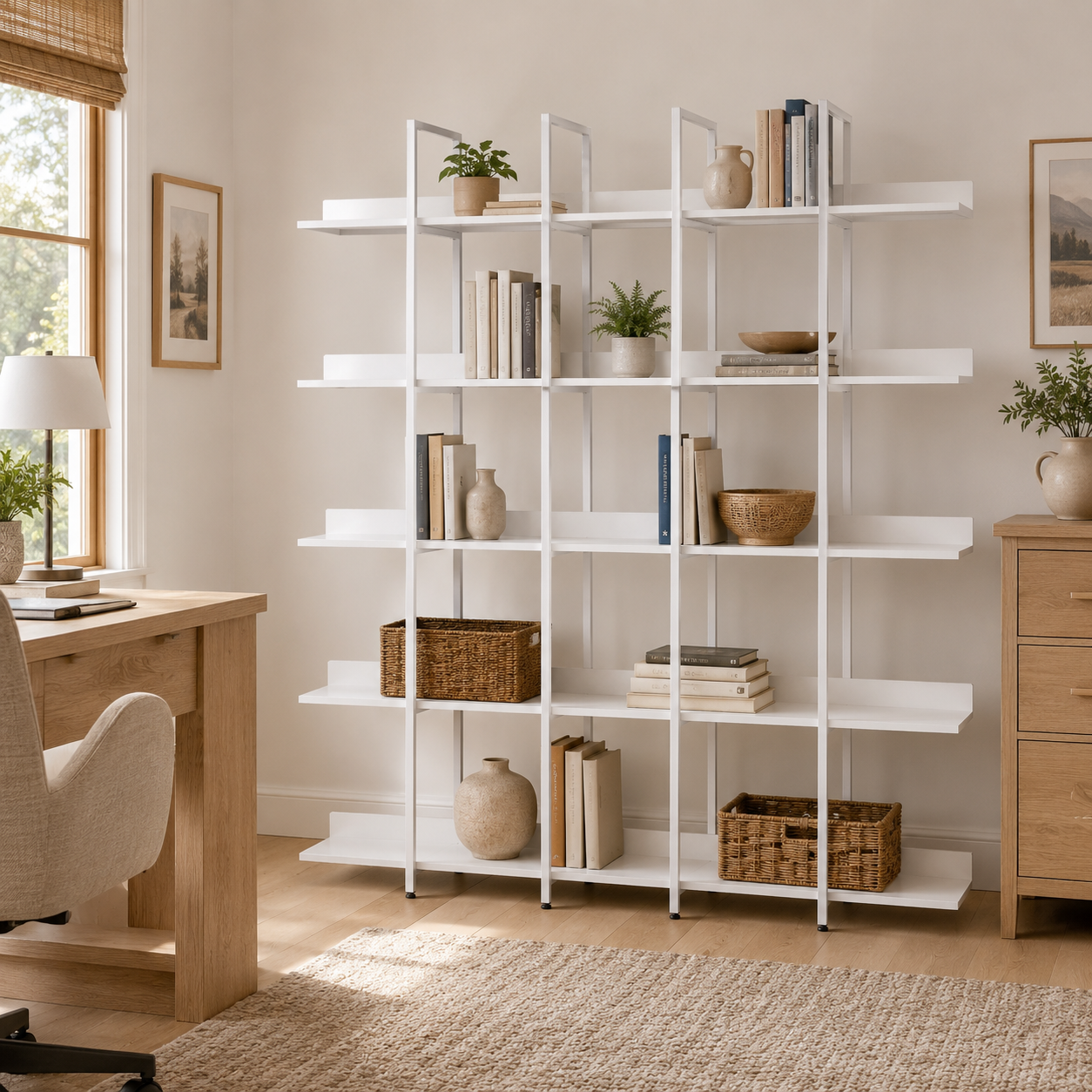 White 5-tier bookcase product details