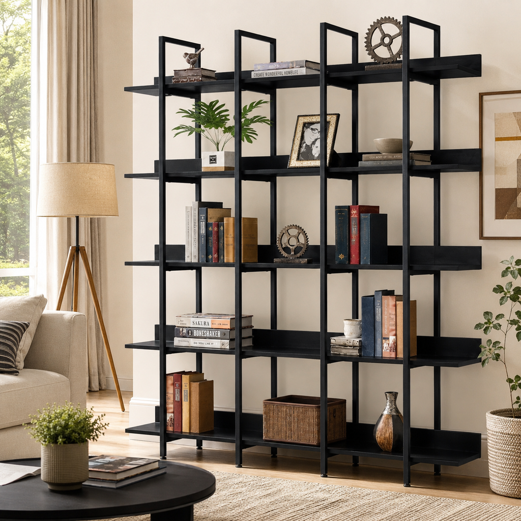 Black 5-tier bookcase product details
