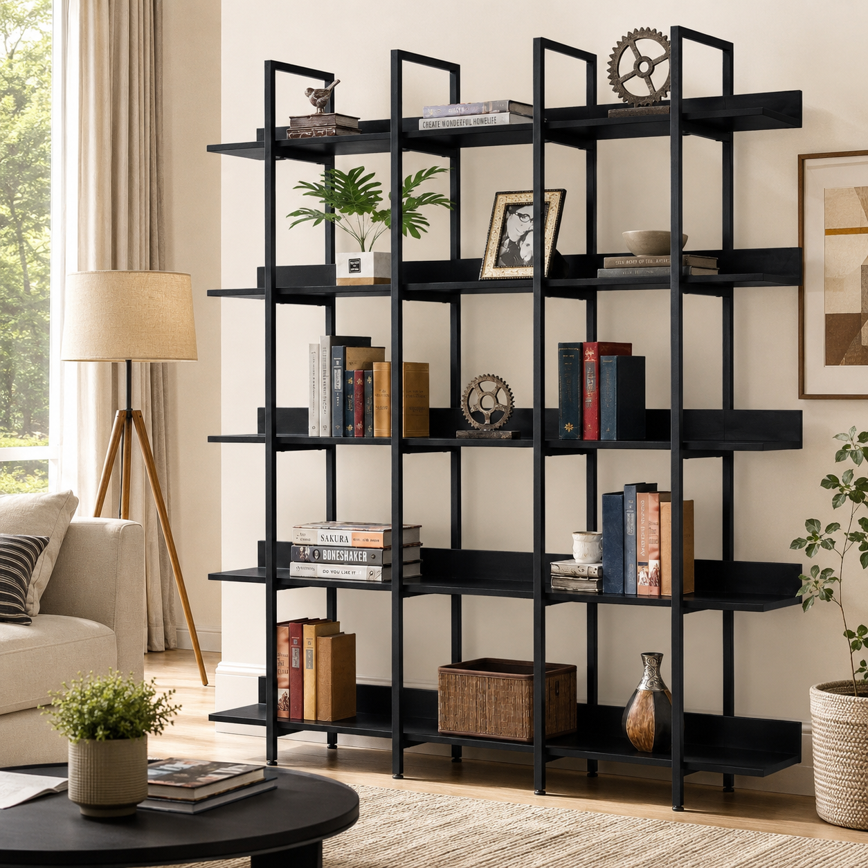 Black 5-tier bookcase product details