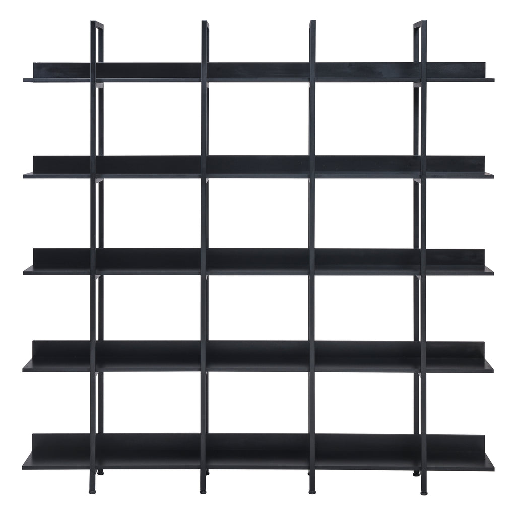 Black 5-tier bookcase in a room