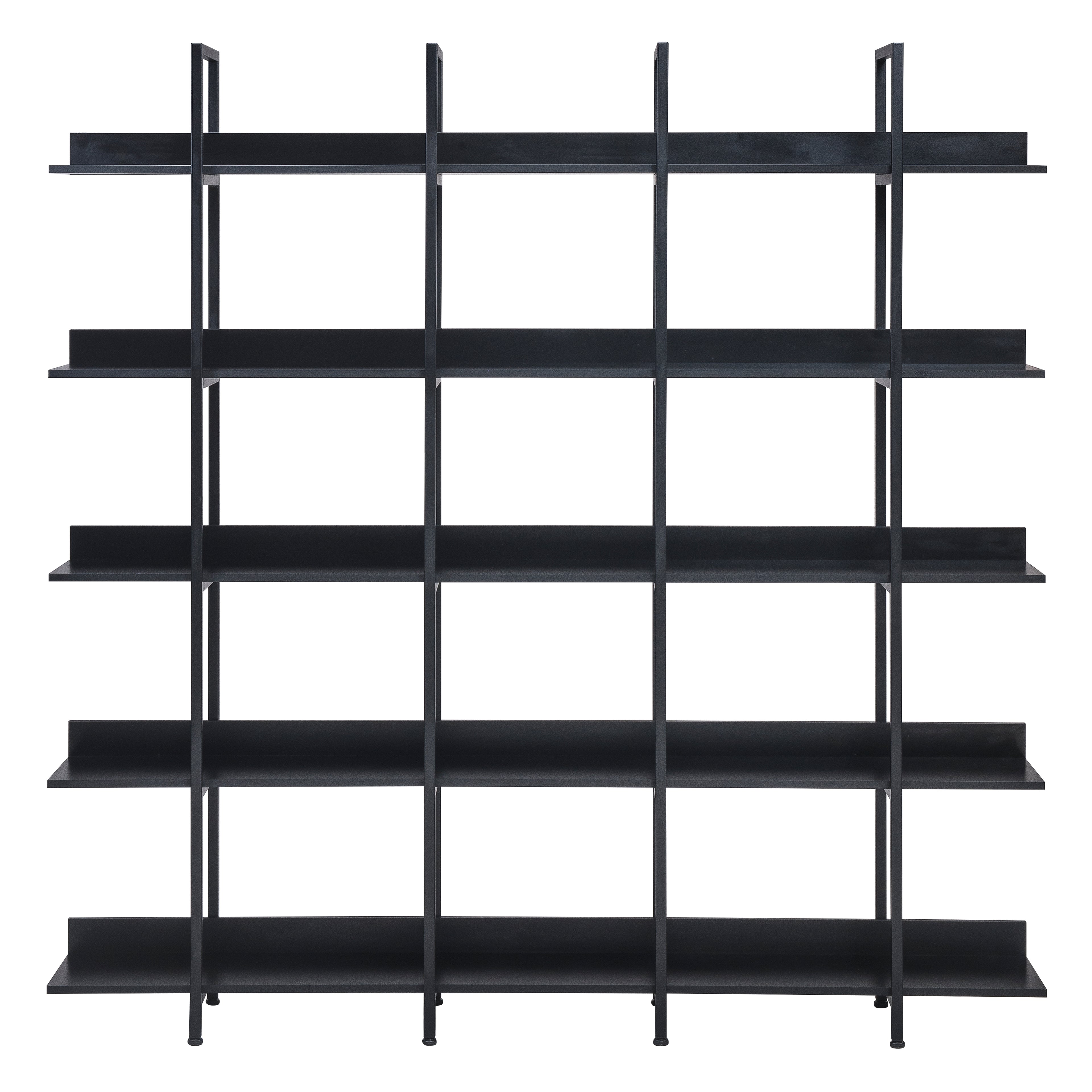Black 5-tier bookcase in a room