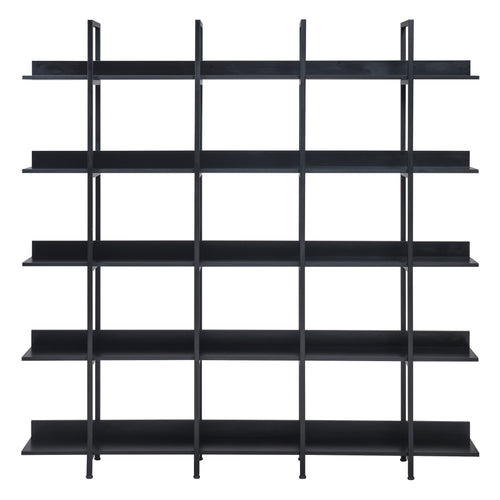 Black 5-tier bookcase in a room