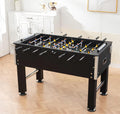 54" Heavy-Duty Freestanding Foosball Table, Black Indoor Arcade Soccer Game Room Table with Cup Holders and Steel Rods