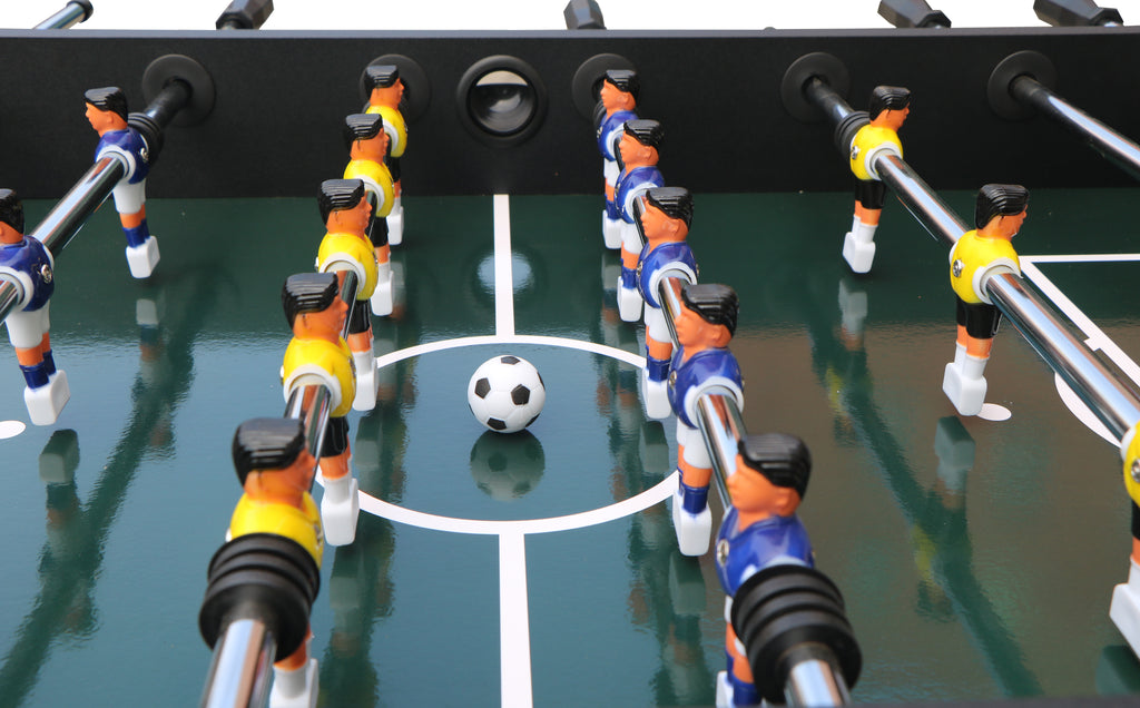 54" Heavy-Duty Freestanding Foosball Table, Black Indoor Arcade Soccer Game Room Table with Cup Holders and Steel Rods