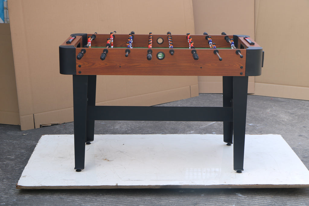 48" Freestanding Foosball Table with Steel Rods and Cup Holders, Wood Grain Indoor Game Room Arcade Table