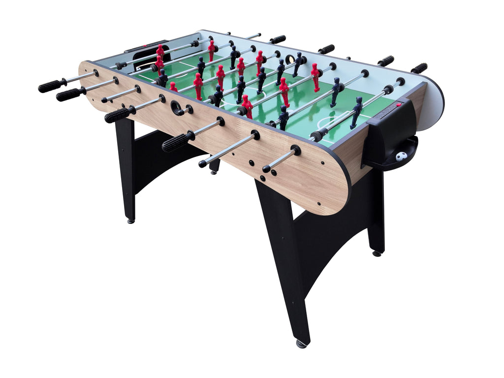 48" Freestanding Foosball Table, Wood Grain MDF Game Room Table with Curved Legs and Steel Rods