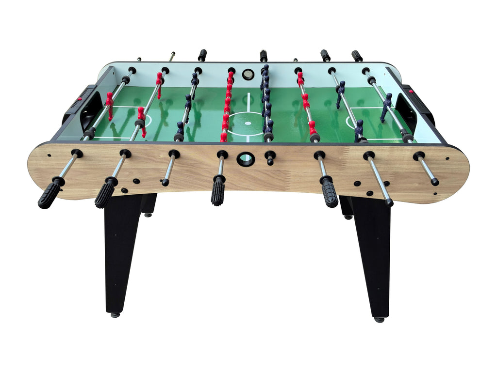48" Freestanding Foosball Table, Wood Grain MDF Game Room Table with Curved Legs and Steel Rods