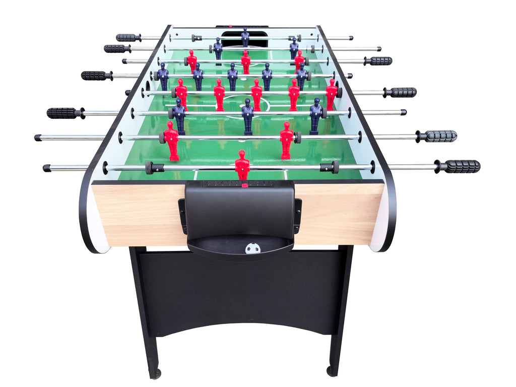48" Freestanding Foosball Table, Wood Grain MDF Game Room Table with Curved Legs and Steel Rods
