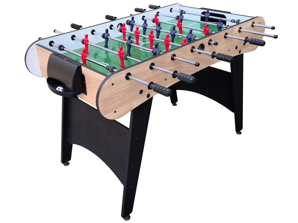 48" Freestanding Foosball Table, Wood Grain MDF Game Room Table with Curved Legs and Steel Rods