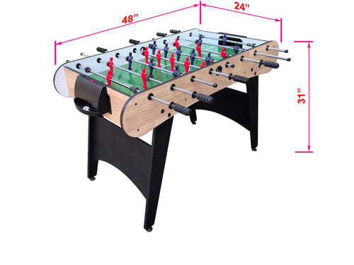 48" Foosball Table, Wood Grain MDF Indoor Soccer Game Table