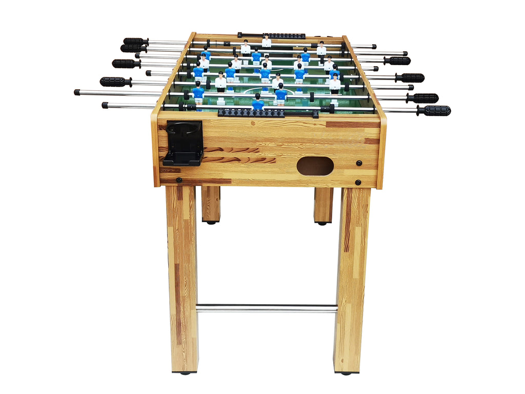 48" Freestanding Foosball Table, Light Wood Grain Game Room Table with Cup Holders and Steel Rods