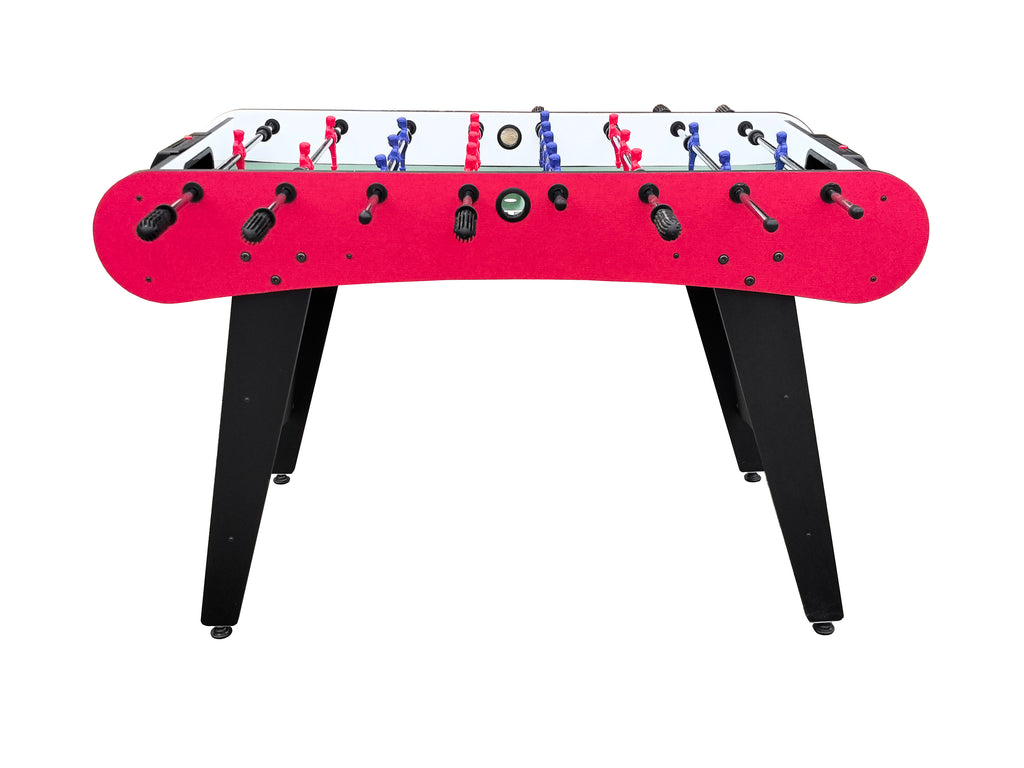 48" Freestanding Foosball Table, Red and Black Arcade Game Room Table with Curved Legs and Steel Rods