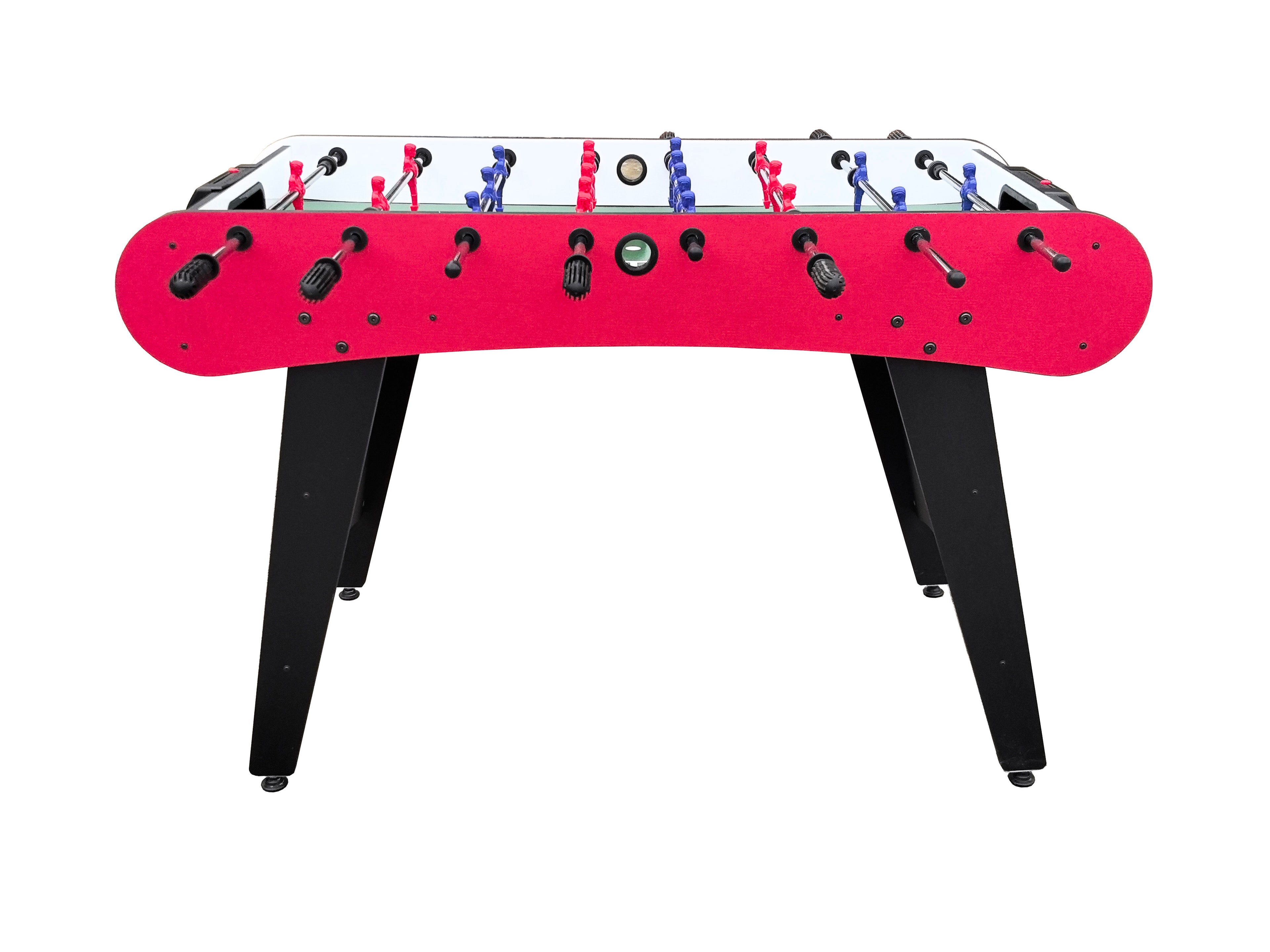 48" Freestanding Foosball Table, Red and Black Arcade Game Room Table with Curved Legs and Steel Rods