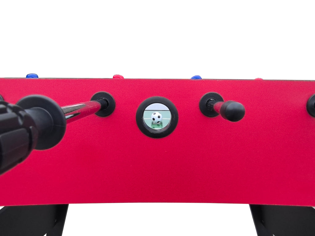 48" Freestanding Foosball Table, Red and Black Arcade Game Room Table with Curved Legs and Steel Rods