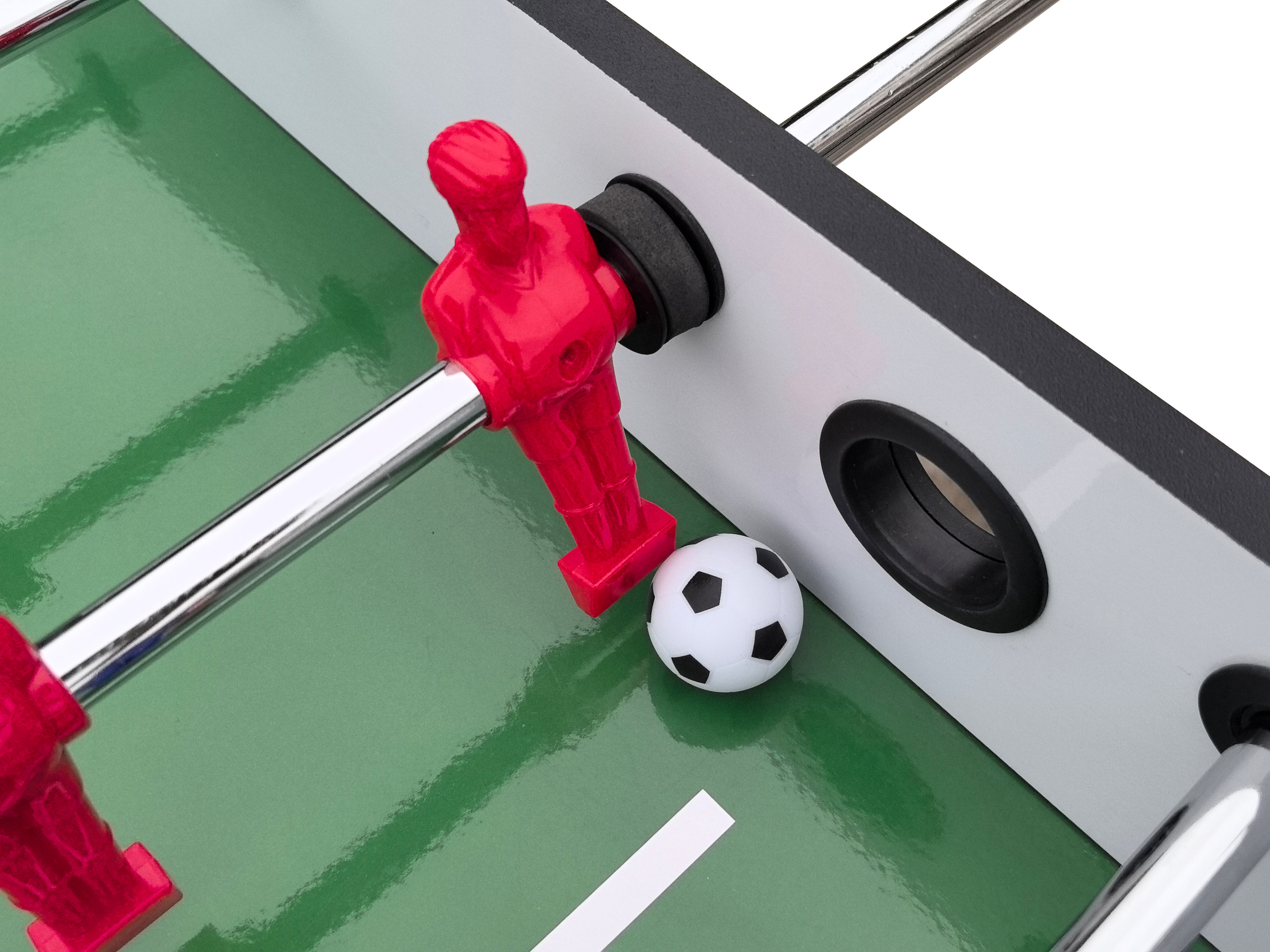 48" Freestanding Foosball Table, Red and Black Arcade Game Room Table with Curved Legs and Steel Rods