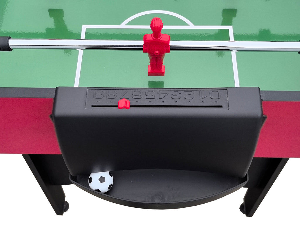 48" Freestanding Foosball Table, Red and Black Arcade Game Room Table with Curved Legs and Steel Rods
