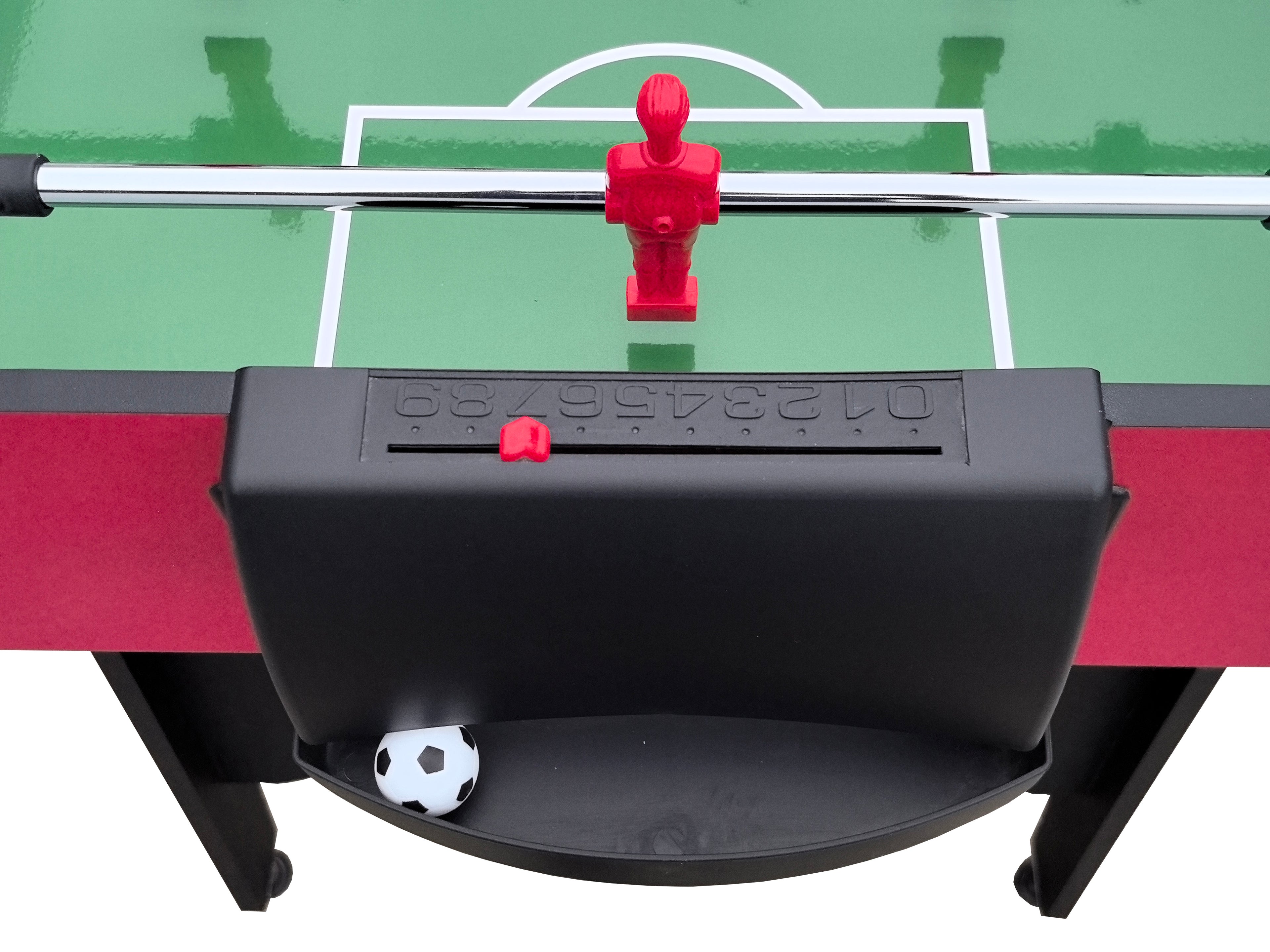 48" Freestanding Foosball Table, Red and Black Arcade Game Room Table with Curved Legs and Steel Rods