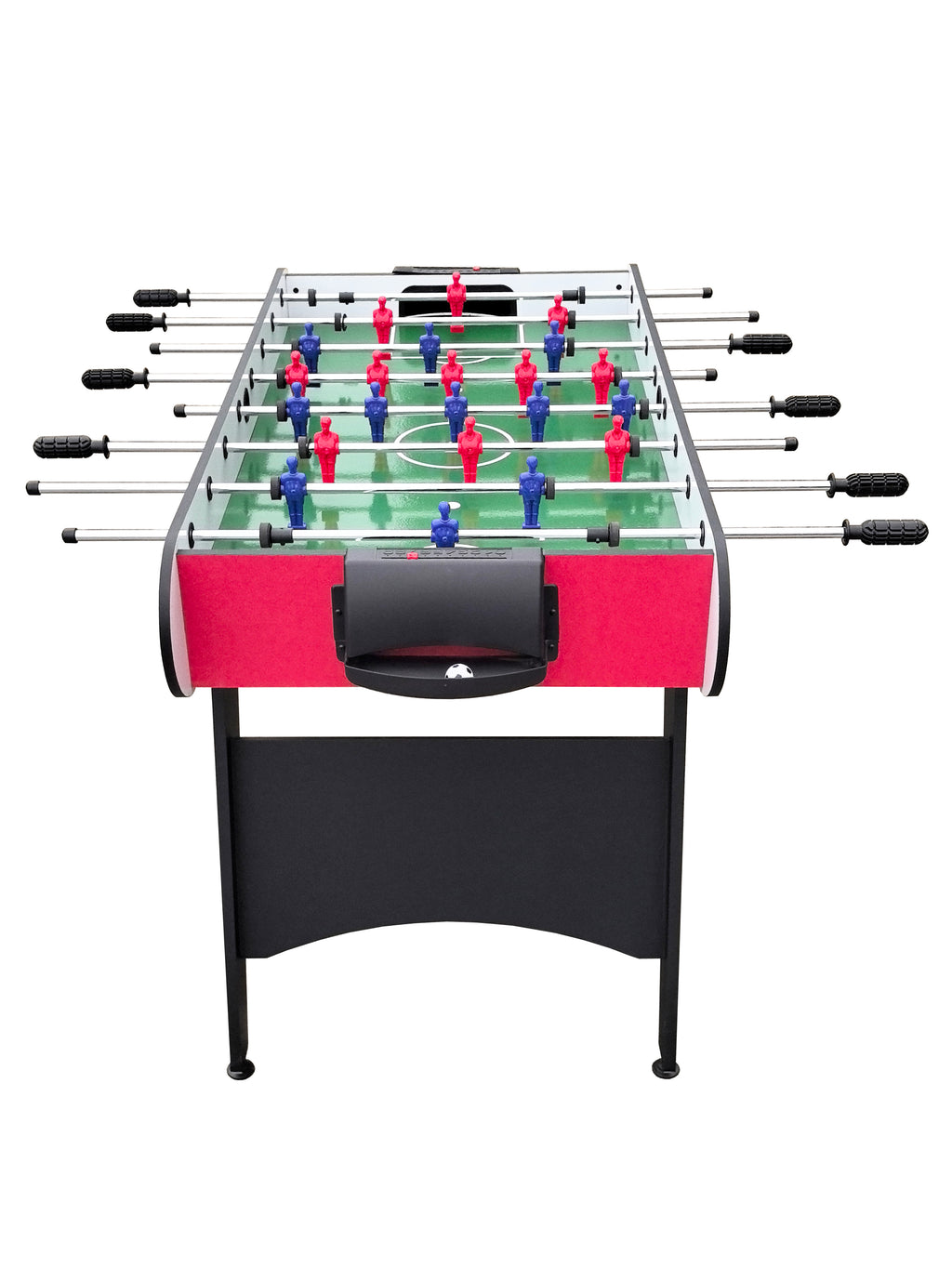 48" Freestanding Foosball Table, Red and Black Arcade Game Room Table with Curved Legs and Steel Rods