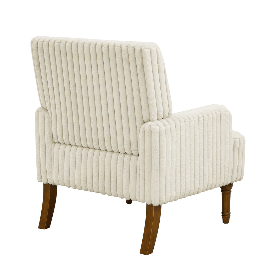 Wide Corduroy Upholstered Accent Chair, Mid-Century Modern Armchair with Turned Wood Legs