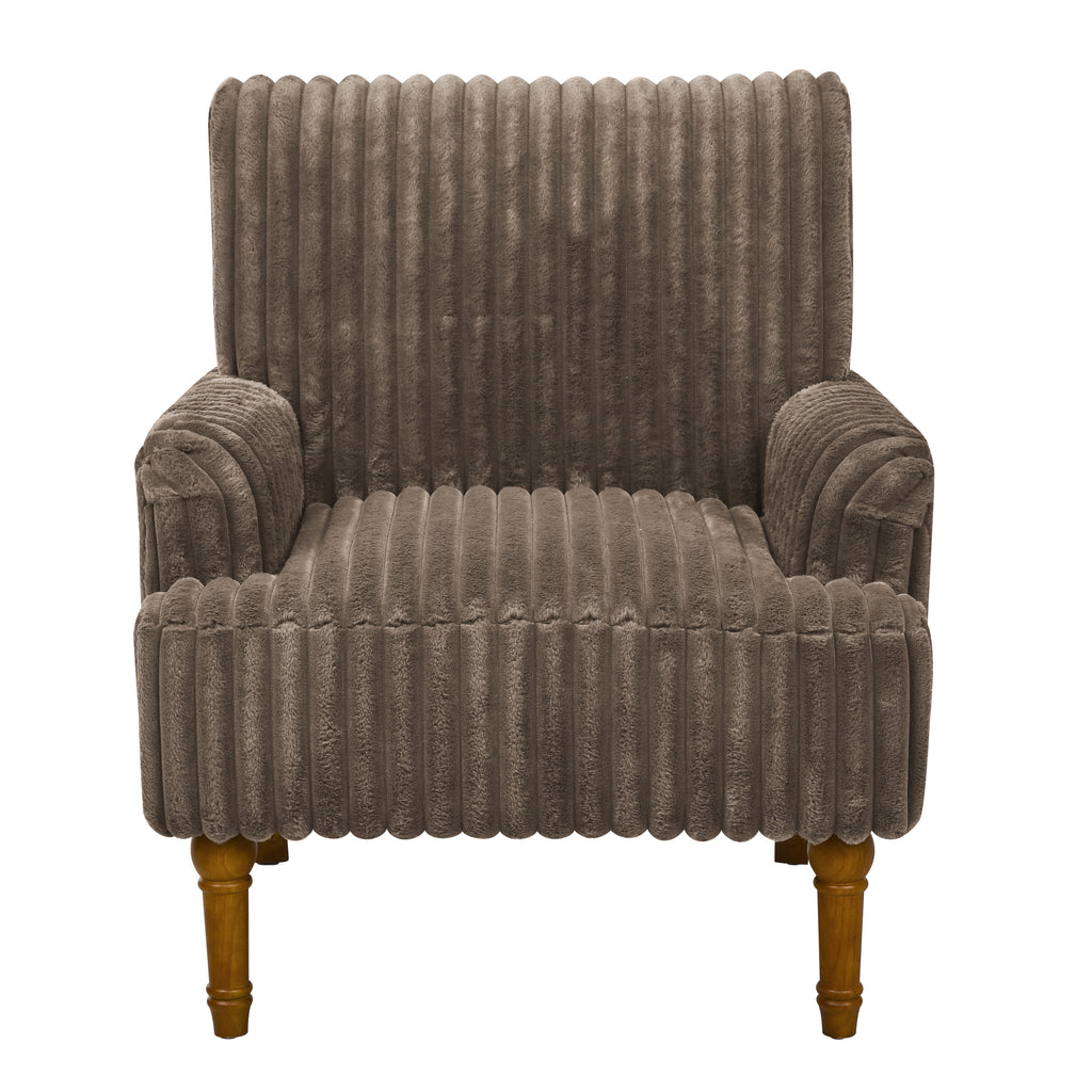 Wide Corduroy Upholstered Accent Chair, Mid-Century Modern Armchair with Turned Wood Legs