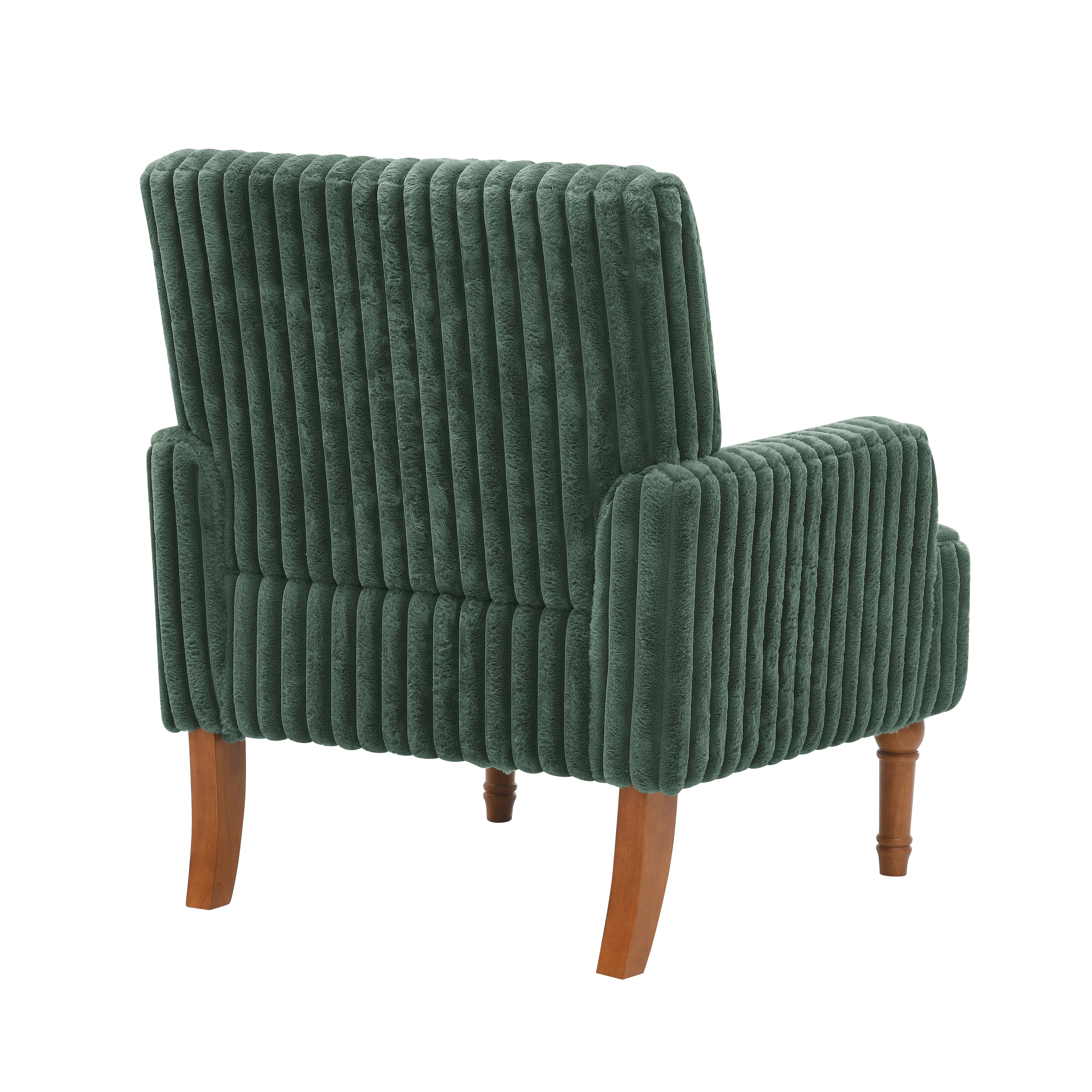 Wide Corduroy Upholstered Accent Chair, Mid-Century Modern Armchair with Turned Wood Legs