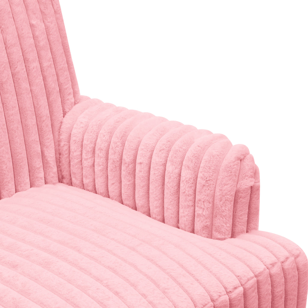 Wide Corduroy Upholstered Accent Chair, Mid-Century Modern Armchair with Turned Wood Legs
