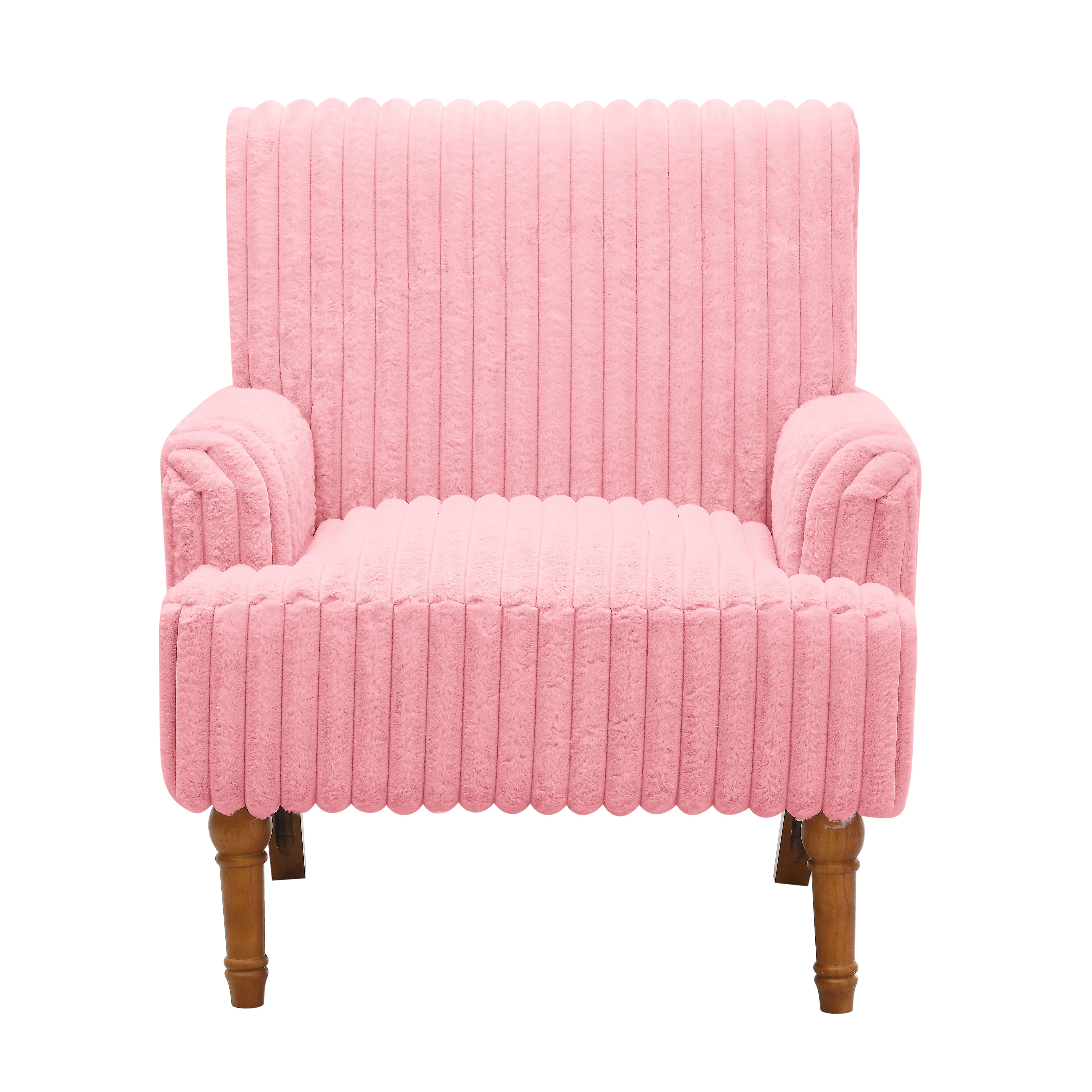 Wide Corduroy Upholstered Accent Chair, Mid-Century Modern Armchair with Turned Wood Legs