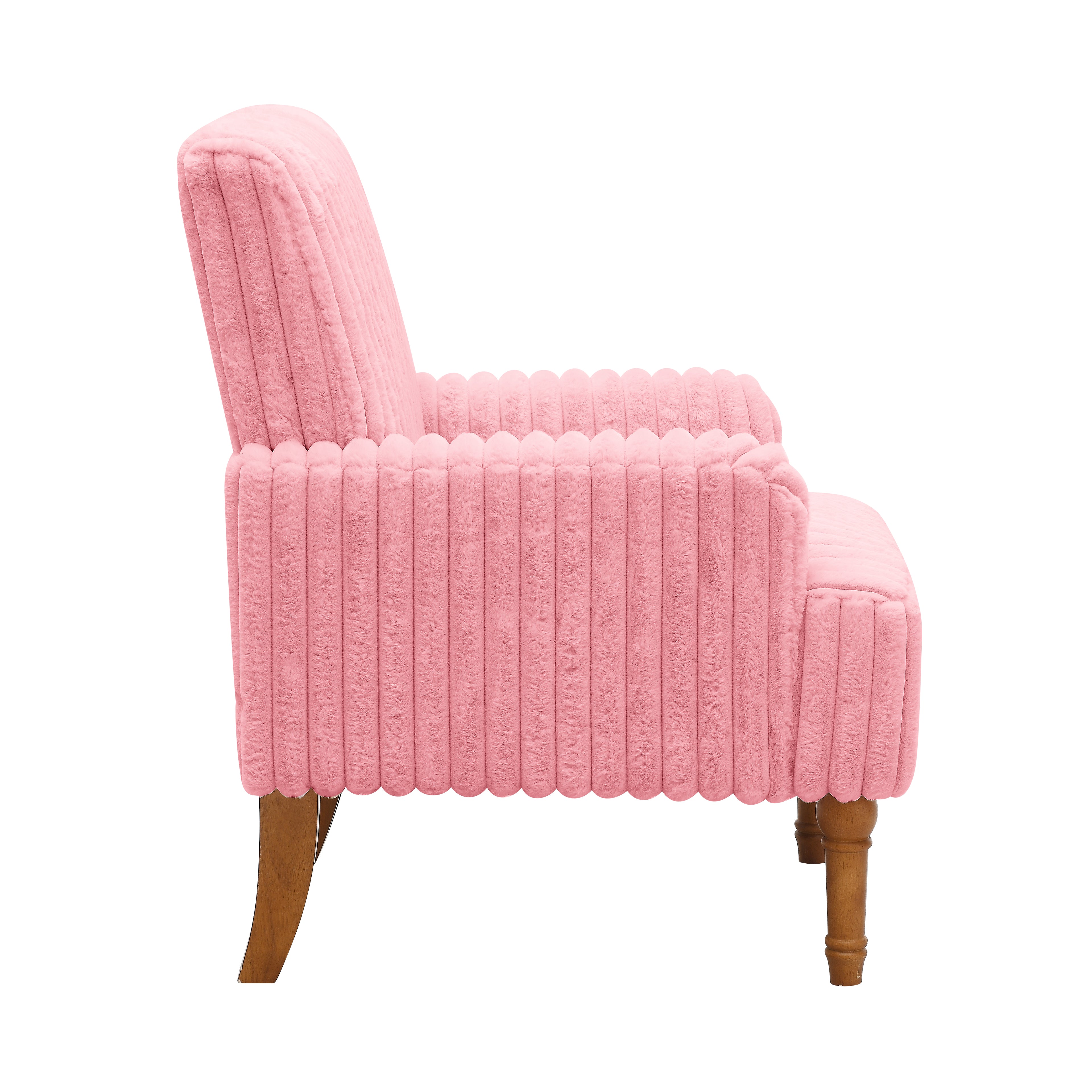 Wide Corduroy Upholstered Accent Chair, Mid-Century Modern Armchair with Turned Wood Legs
