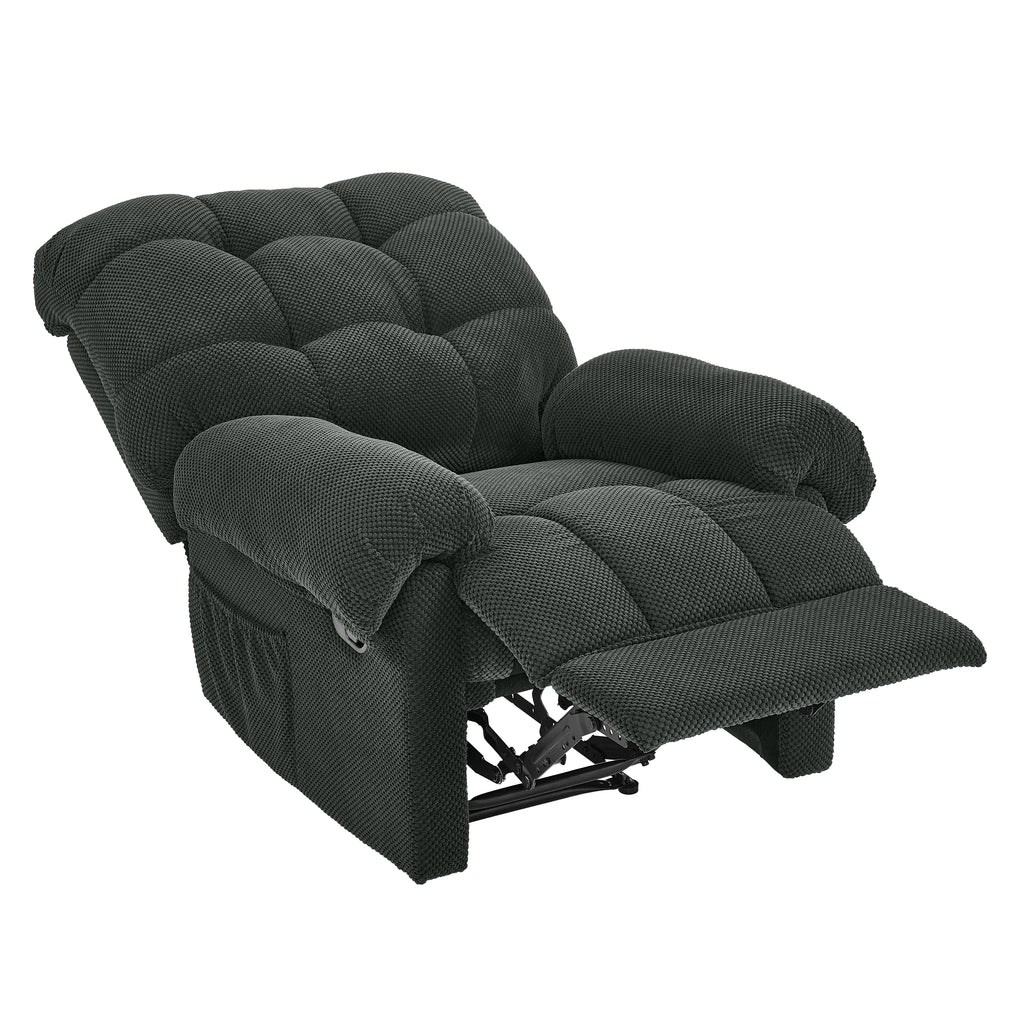 36.2" Wide Overstuffed Manual Recliner, Ergonomic Fabric Lounge Chair with Side Pockets