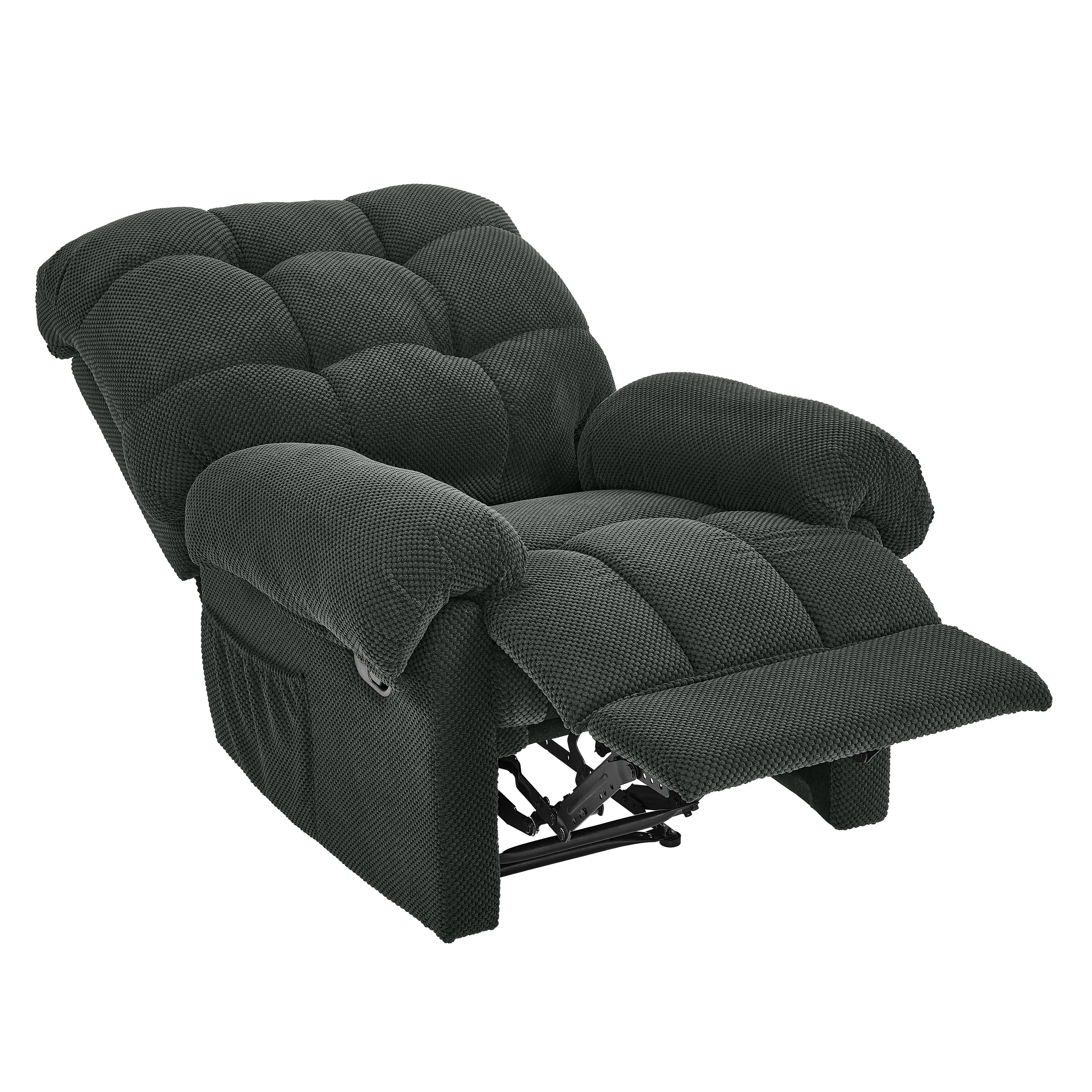 36.2" Wide Overstuffed Manual Recliner, Ergonomic Fabric Lounge Chair with Side Pockets