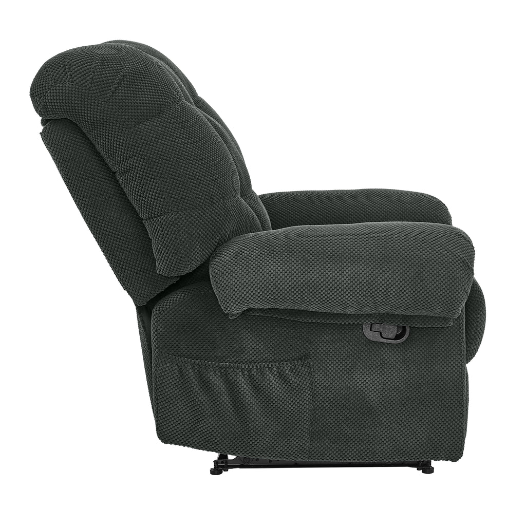 36.2" Wide Overstuffed Manual Recliner, Ergonomic Fabric Lounge Chair with Side Pockets