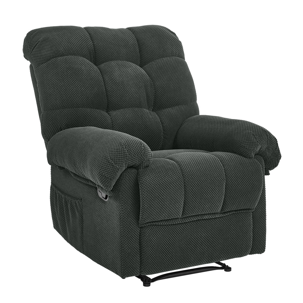 36.2" Wide Overstuffed Manual Recliner, Ergonomic Fabric Lounge Chair with Side Pockets