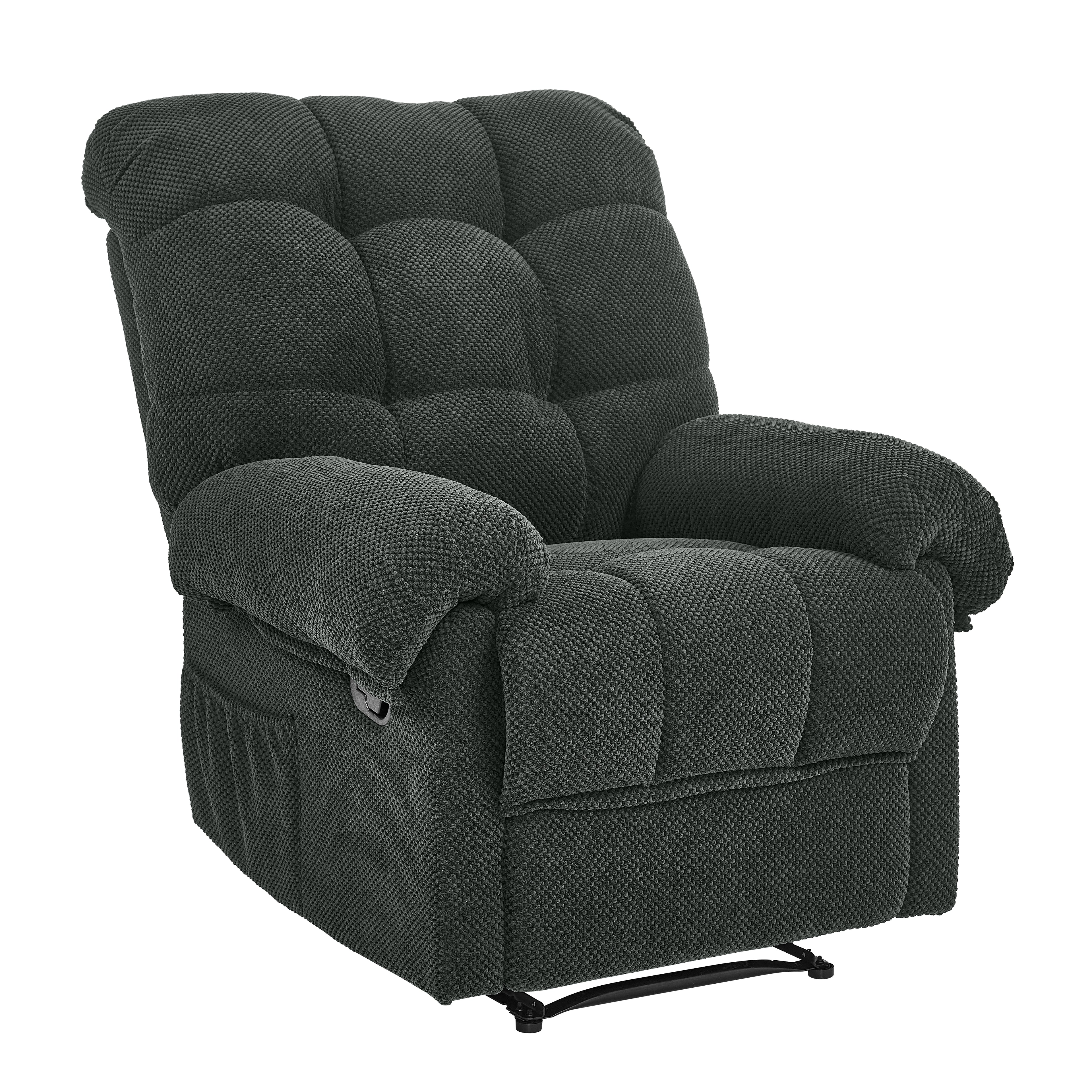 36.2" Wide Overstuffed Manual Recliner, Ergonomic Fabric Lounge Chair with Side Pockets