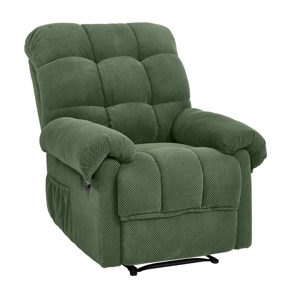 36.2" Wide Overstuffed Manual Recliner, Ergonomic Fabric Lounge Chair with Side Pockets
