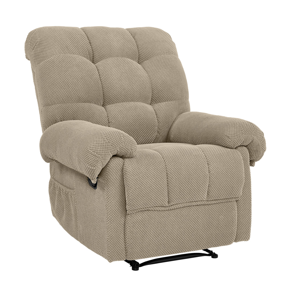 36.2" Wide Overstuffed Manual Recliner, Ergonomic Fabric Lounge Chair with Side Pockets