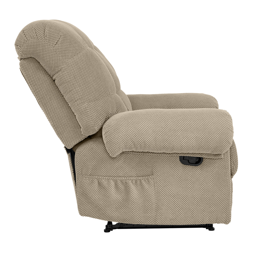 36.2" Wide Overstuffed Manual Recliner, Ergonomic Fabric Lounge Chair with Side Pockets