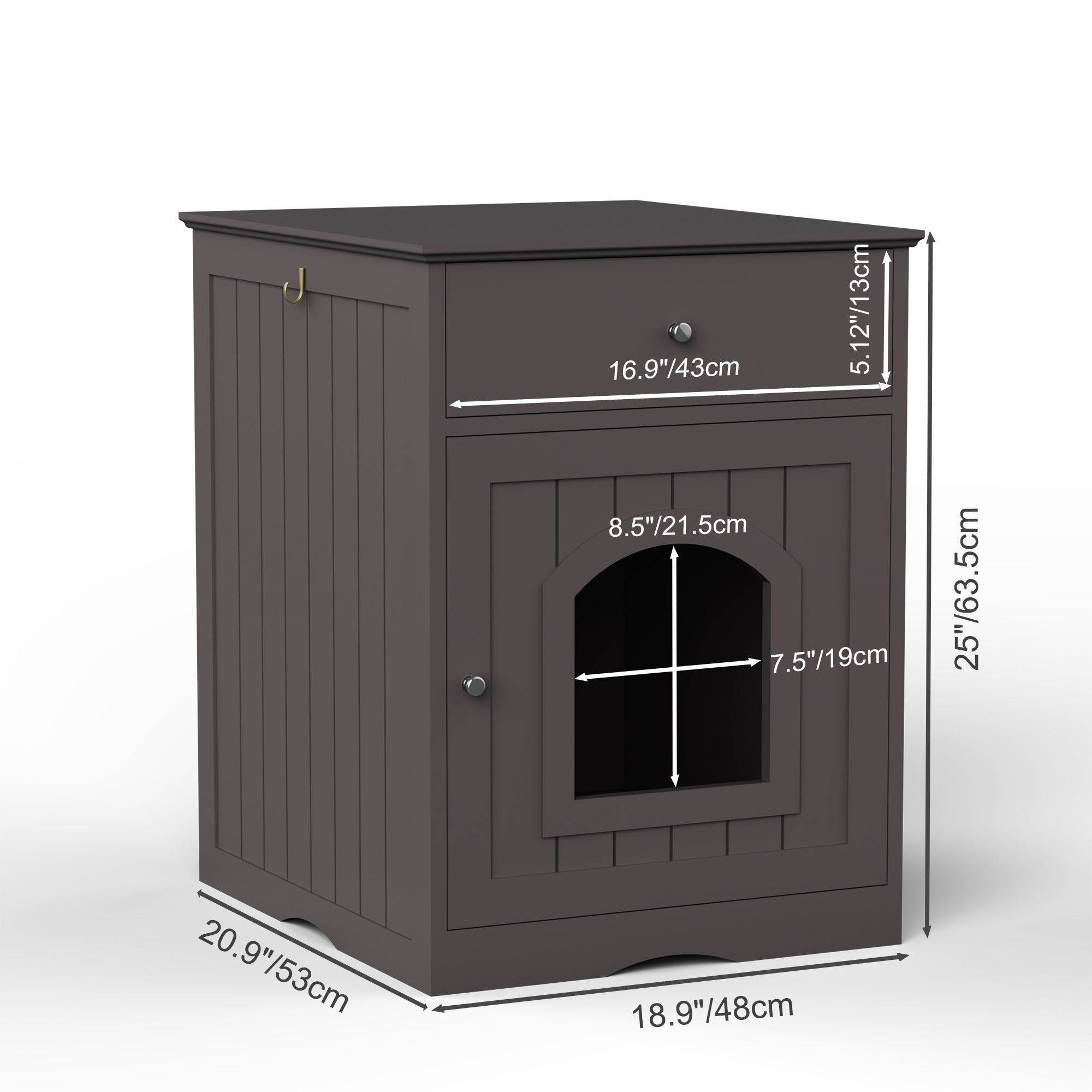 Cat Litter Box Enclosure with Storage Drawer, Hidden Litter Box Side Table and Indoor Cat Cabinet