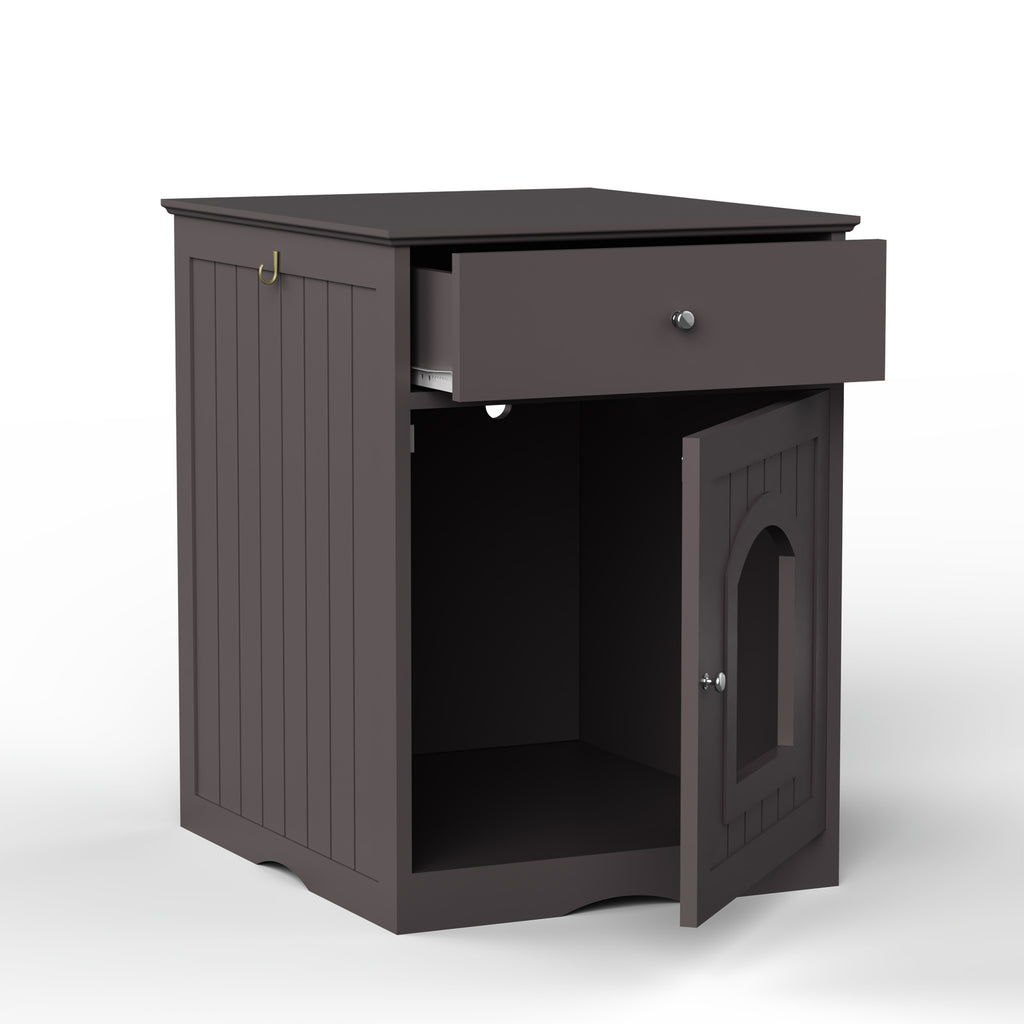 Cat Litter Box Enclosure with Storage Drawer, Hidden Litter Box Side Table and Indoor Cat Cabinet