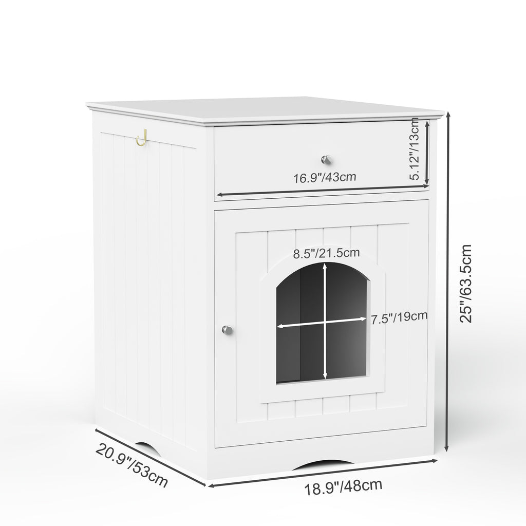 Cat Litter Box Enclosure with Storage Drawer, Hidden Litter Box Side Table and Indoor Cat Cabinet