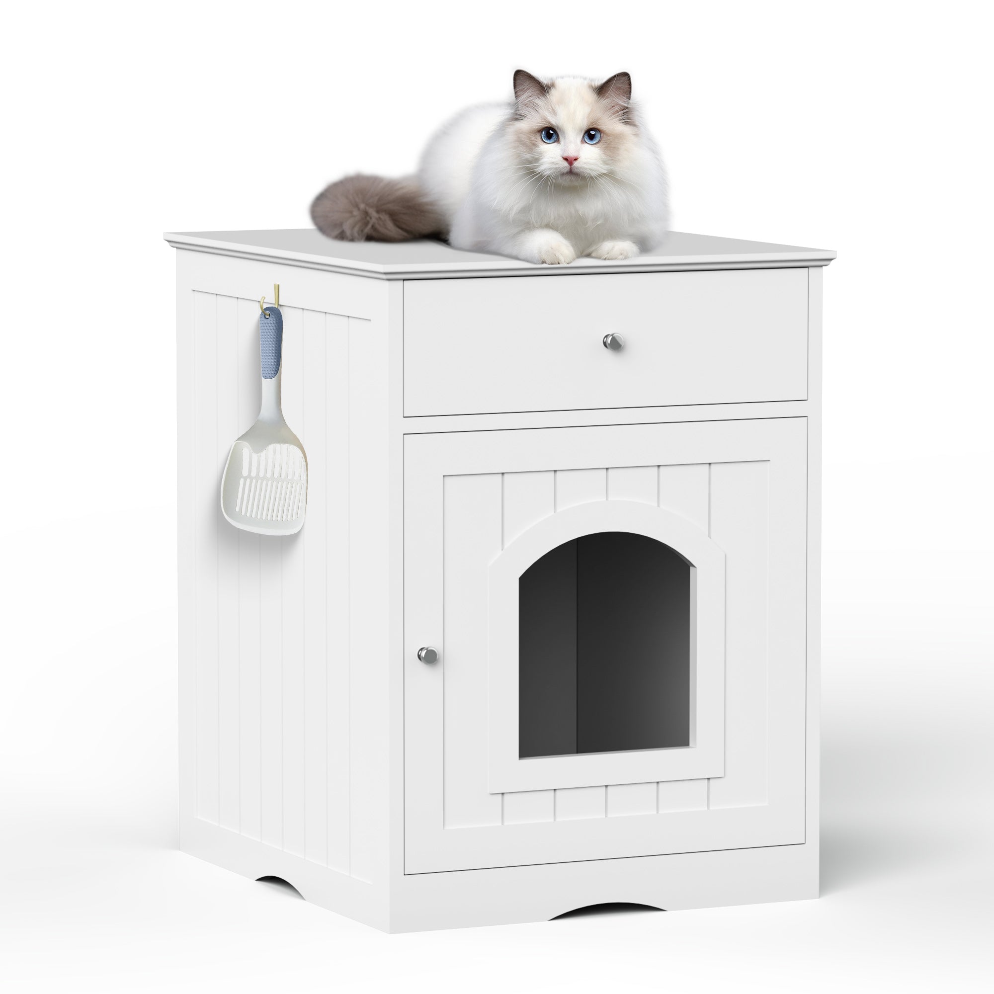 Cat Litter Box Enclosure with Storage Drawer, Hidden Litter Box Side Table and Indoor Cat Cabinet