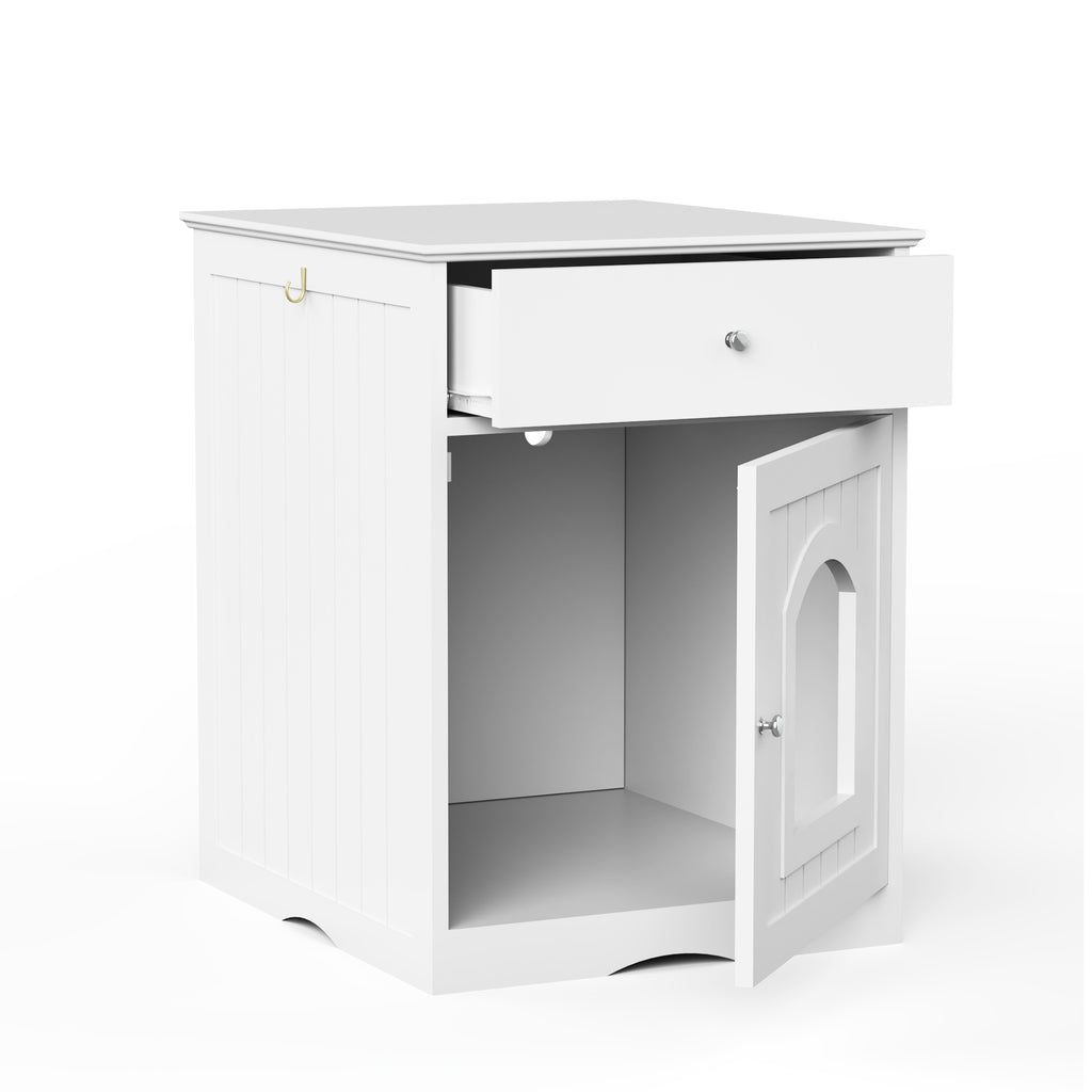 Cat Litter Box Enclosure with Storage Drawer, Hidden Litter Box Side Table and Indoor Cat Cabinet