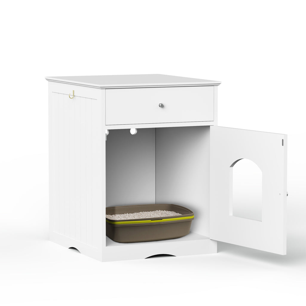 Cat Litter Box Enclosure with Storage Drawer, Hidden Litter Box Side Table and Indoor Cat Cabinet