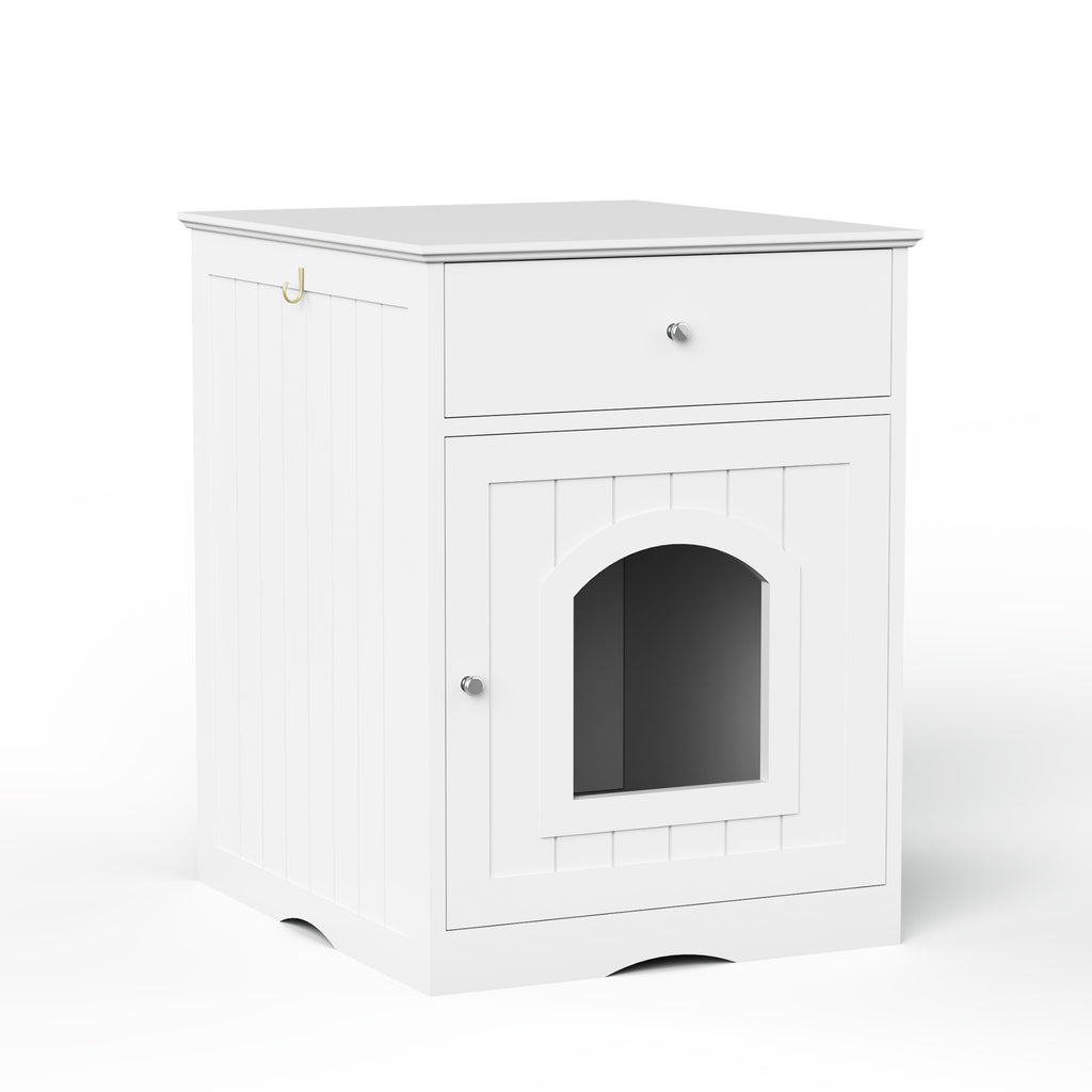 Cat Litter Box Enclosure with Storage Drawer, Hidden Litter Box Side Table and Indoor Cat Cabinet