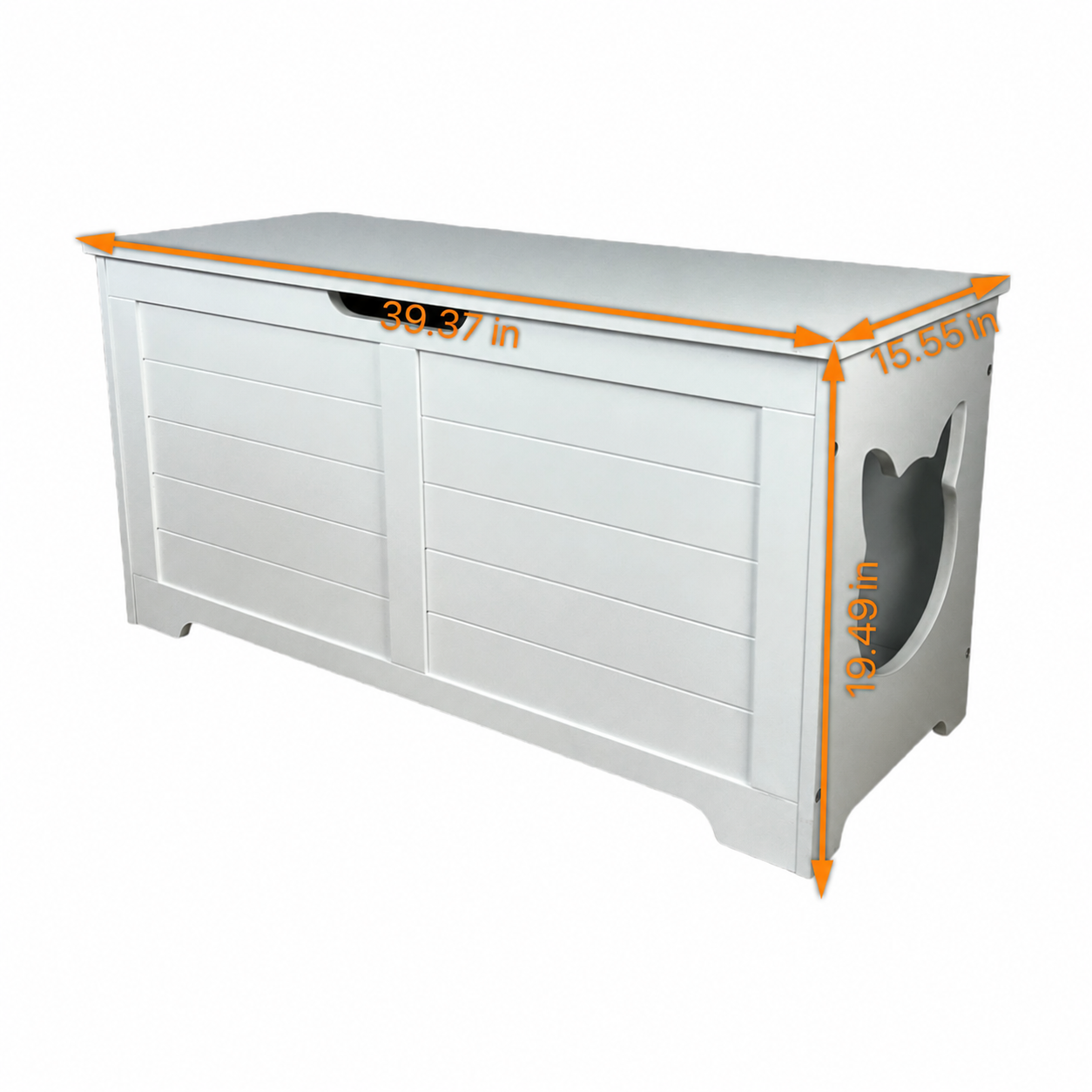 Litter Box Enclosure with Lift-Top Access and Interior Divider, Cat Washroom Furniture, Cream White