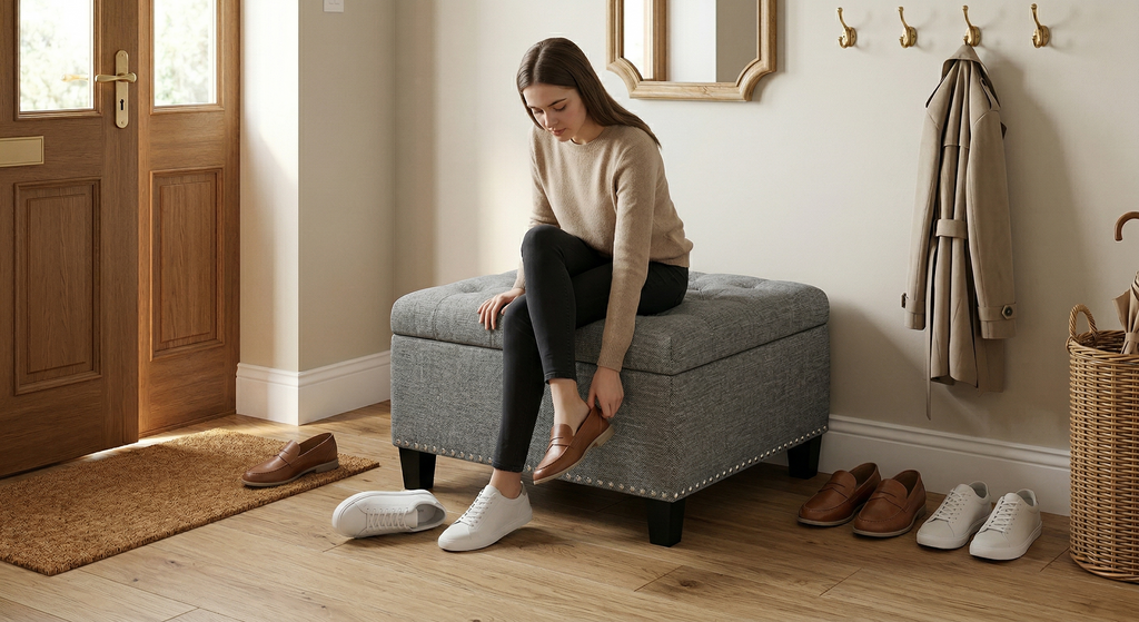 30" Square Tufted Storage Ottoman with Nailhead Trim, Upholstered Cocktail Ottoman with Hidden Storage