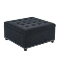30" Square Tufted Storage Ottoman with Nailhead Trim, Upholstered Cocktail Ottoman with Hidden Storage