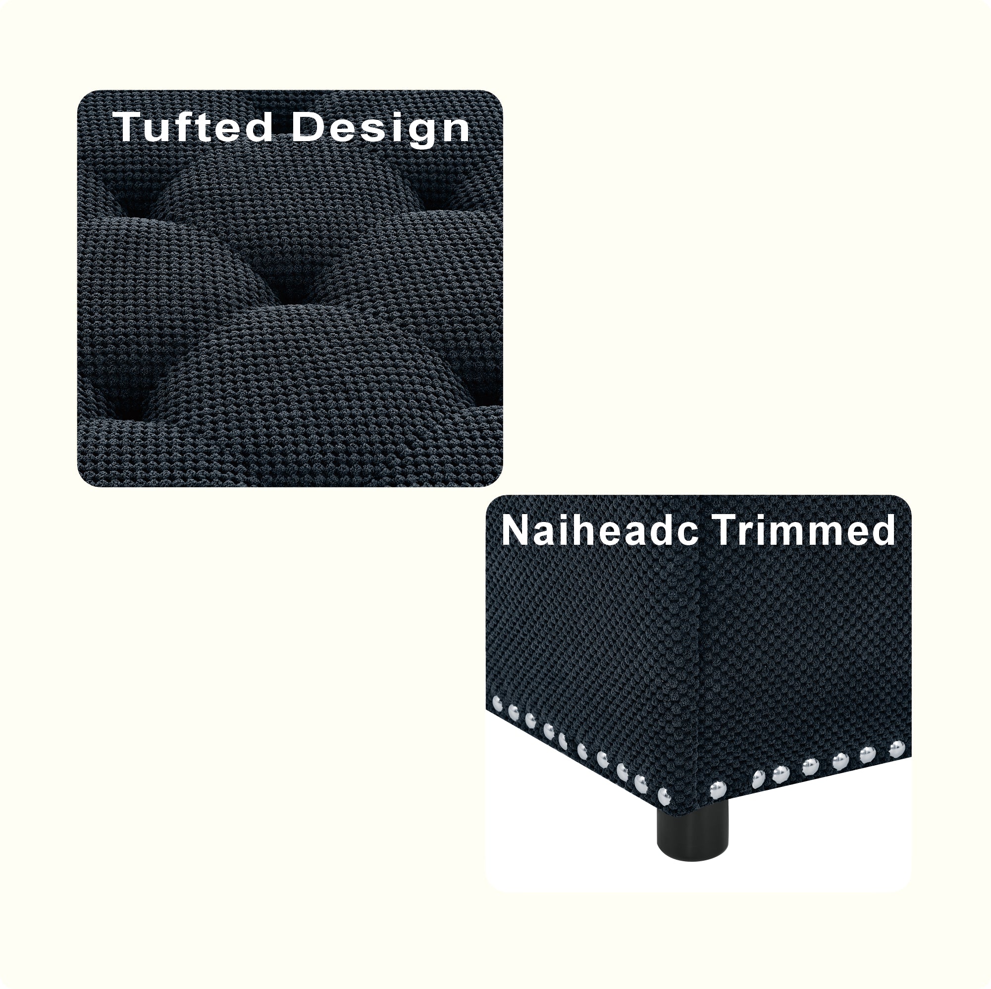 30" Square Tufted Storage Ottoman with Nailhead Trim, Upholstered Cocktail Ottoman with Hidden Storage