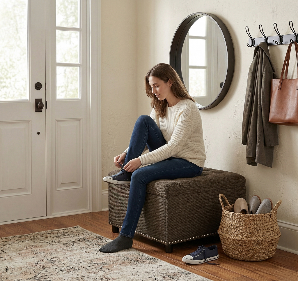 30" Square Tufted Storage Ottoman with Nailhead Trim, Upholstered Cocktail Ottoman with Hidden Storage