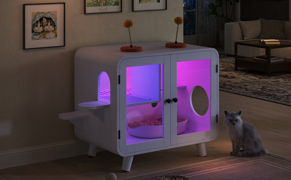 White litter box enclosure product view