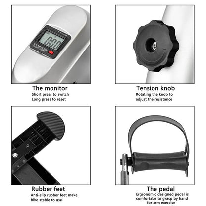 W002K Home Use Hands and Feet Trainer Mini Exercise Bike Silver